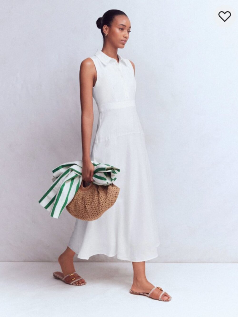 Erma Drop Waist Linen Dress White | Boden
